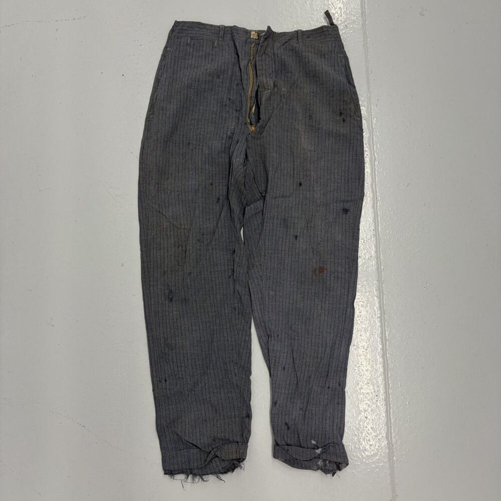 Vintage 50s Blue Striped Rayon Buckleback Pants 28x25